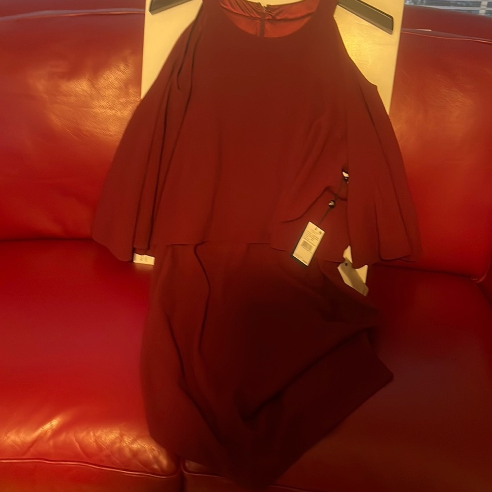 COPY - Cranberry off shoulder Adrianna Papella dress